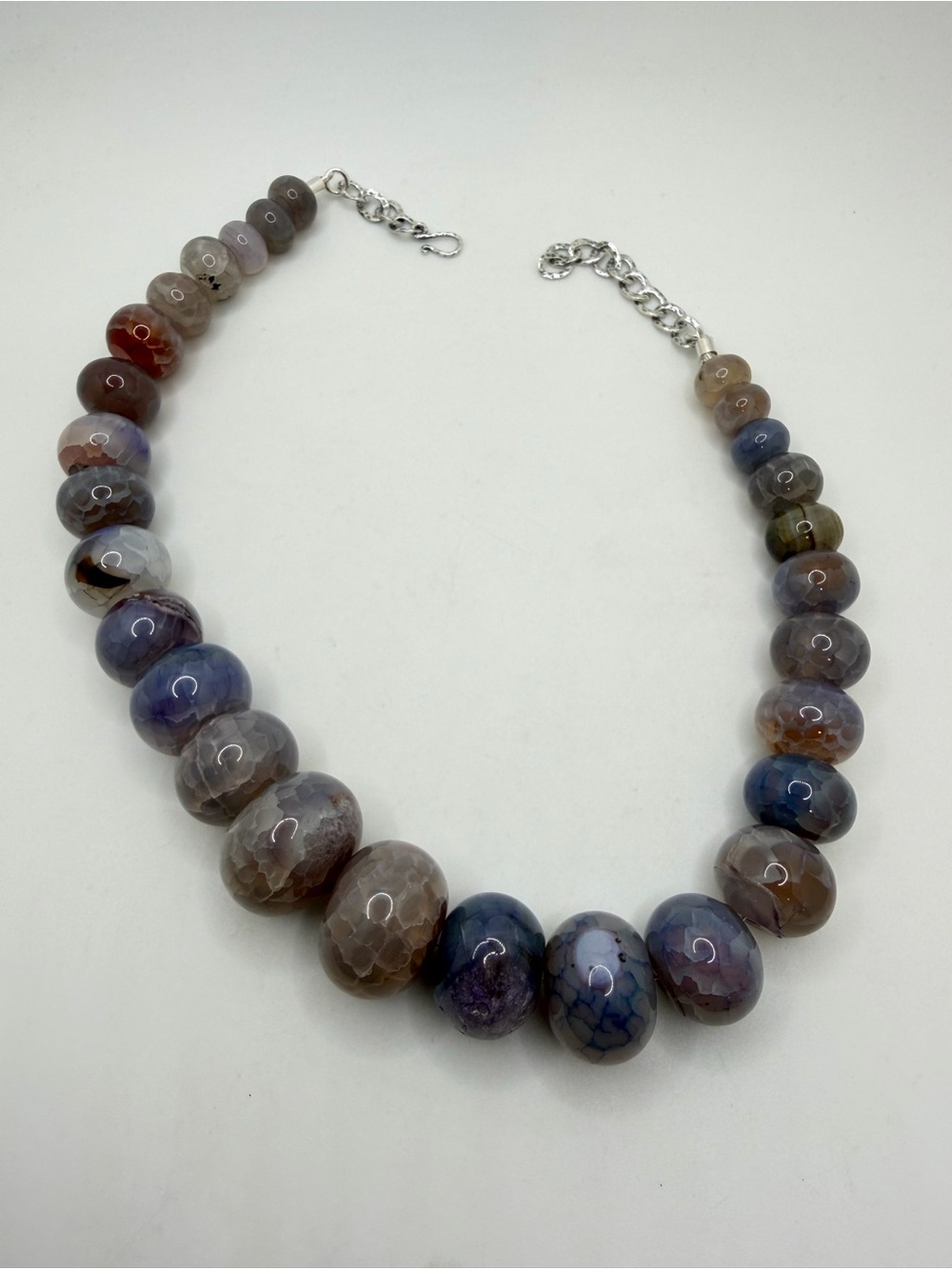 up to 16" Graduated, Rondelle BIG Crackle/Purple Agate necklace w/ 925 hardware!